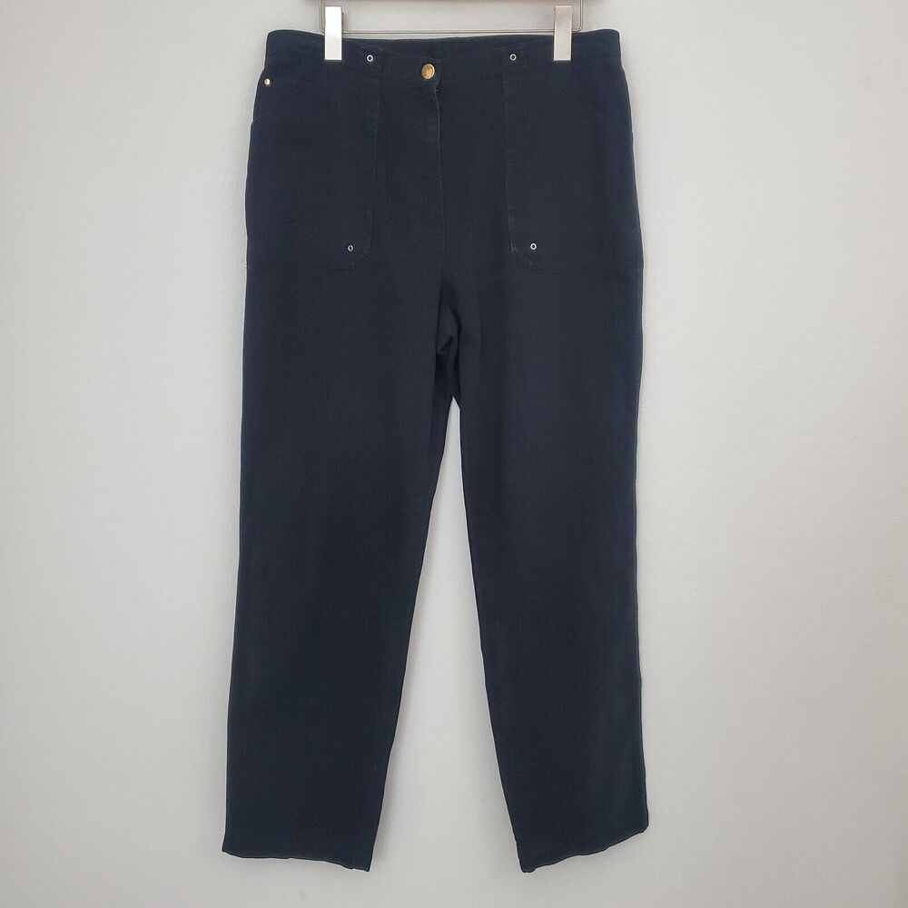 Lauren Ralph Lauren Pants 14 Black 90s Vintage Y2K Baggy Straight Casual